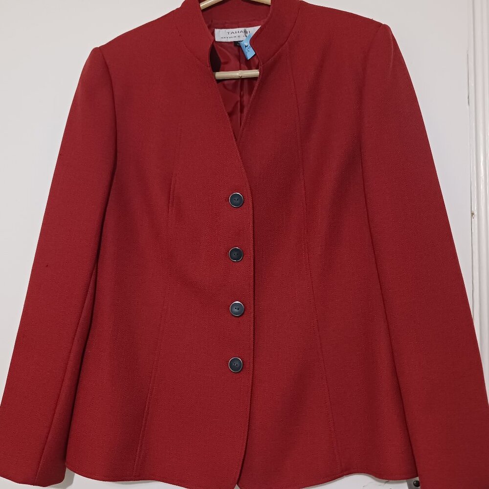 Tahari Arthur S. Levine women's brick red suit blazer